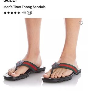 Gucci Black Flip Flop Sandals with Green and Red Web Stripe NWT